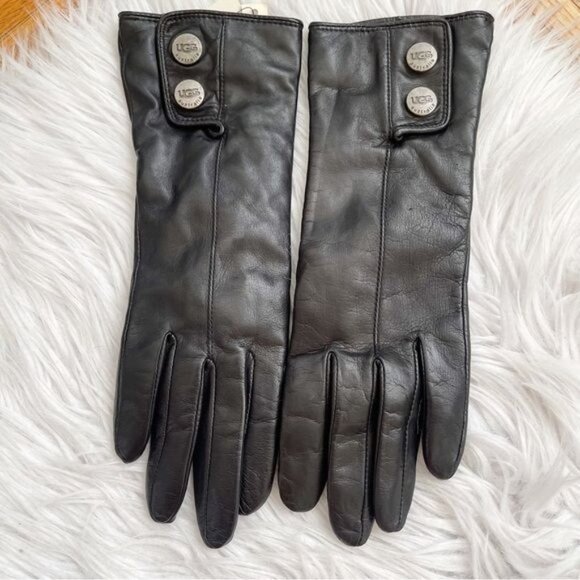 UGG Women's Leather and Cashmere Lightweight Gloves in Black Small NEW W… - Picture 5 of 5